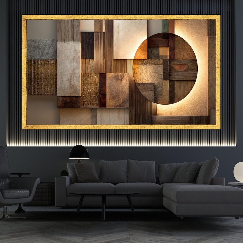 Geometric Abstract Canvas Wall Art, Earth Tone Design, Modern Rustic ...
