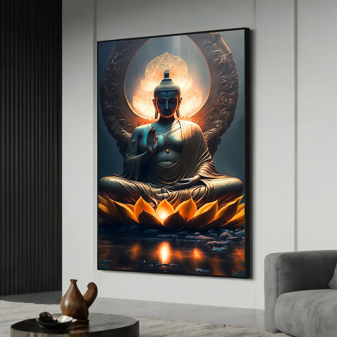 Meditative Buddha Wall Art Painting Tranquil Yoga Landscape Canvas ...