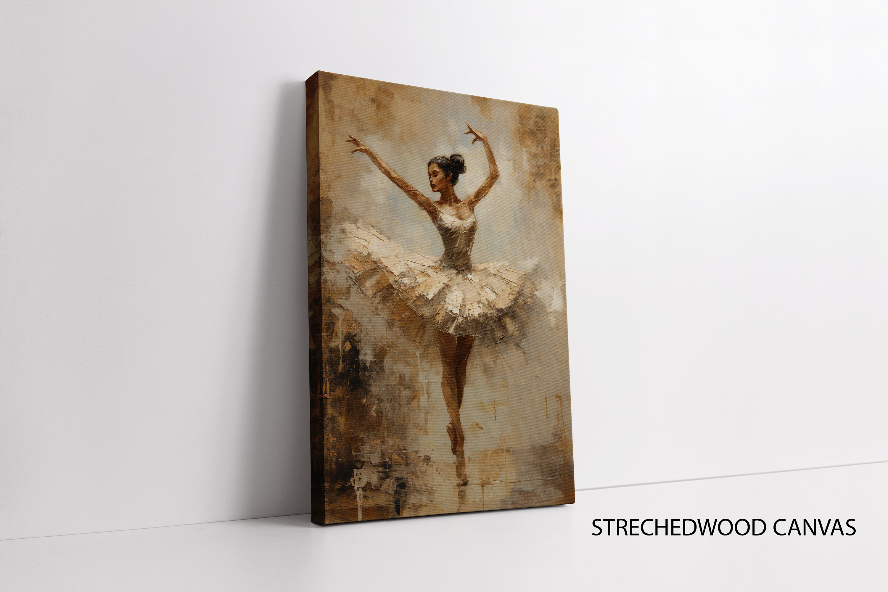 Golden Ballerina Canvas Print, Modern Dance Wall Decor, Elegant Art ...