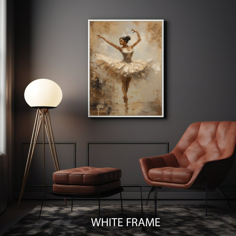 Golden Ballerina Canvas Print, Modern Dance Wall Decor, Elegant Art ...