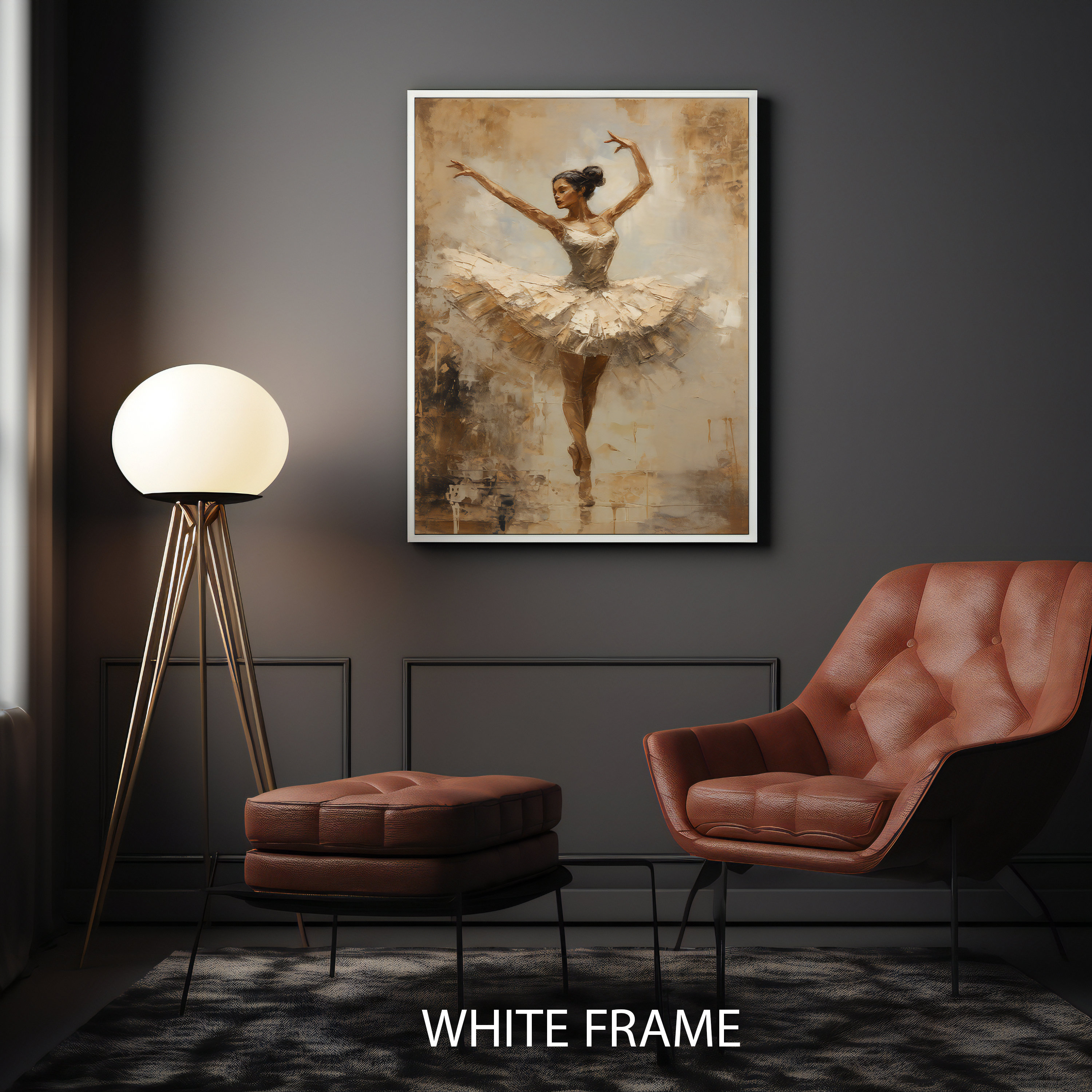 Golden Ballerina Canvas Print, Modern Dance Wall Decor, Elegant Art ...