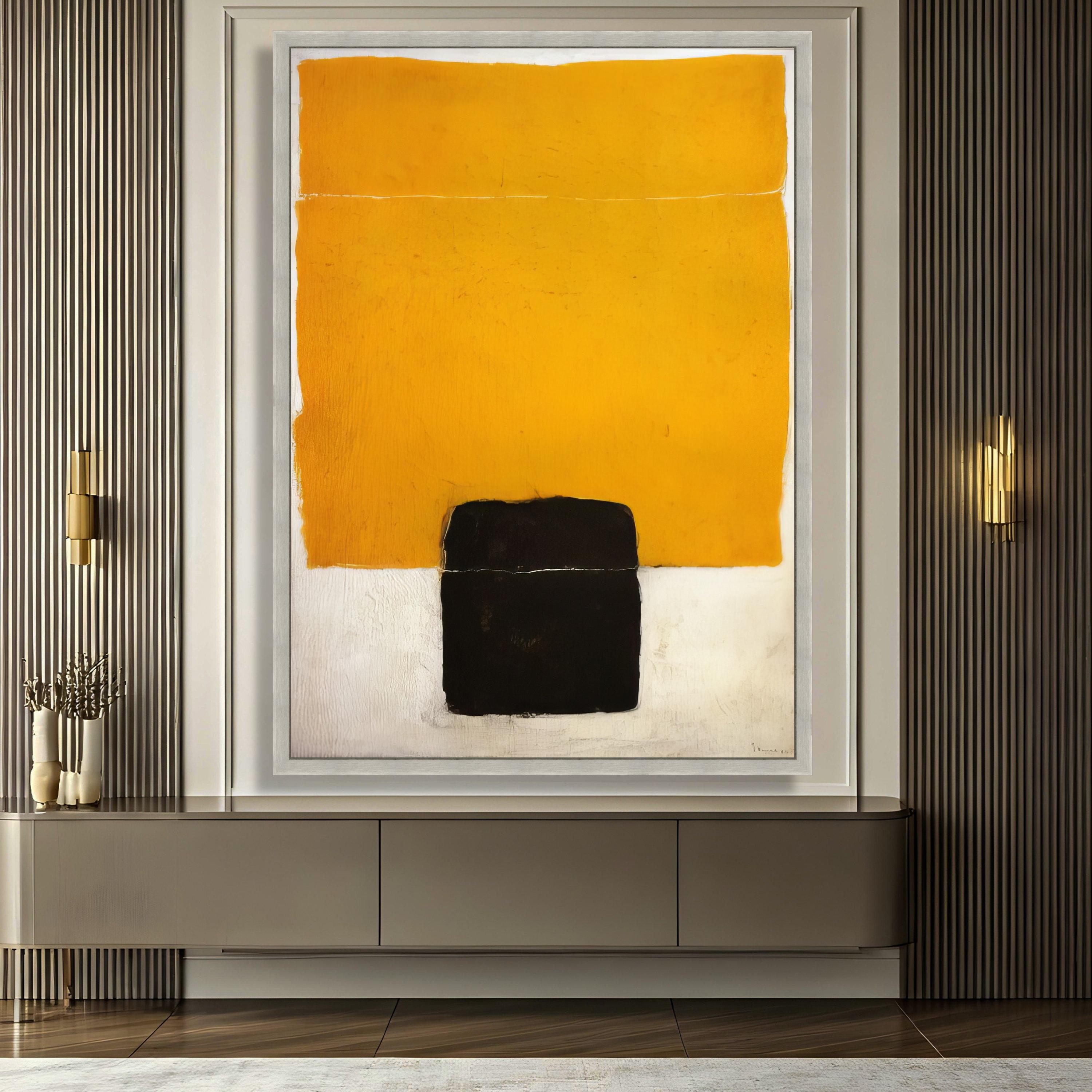 Bold Color Block Canvas, Modern Abstract Wall Art, Yellow and Black ...