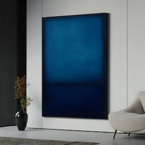 Mark Rothko Minimalist Blue Canvas Painting, Large Abstract Wall Art for Modern Interiors, Contemporary Artwork Gift for Art Collectors