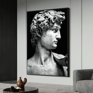 Timeless David Sculpture Portrait – Classic Renaissance Masterpiece Canvas Painting and Elegant Gift for Art History Lovers