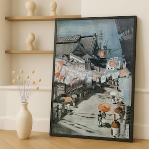 Dotonbori by Oda Kazuma 1917 – Vintage Osaka Street Canvas Painting, Ready to Hang, Gift for Japan Travel & Urban Wall Art Lovers