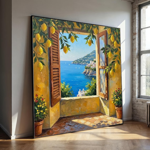 【2024／美品✨】SZ ×RonHerman seaside CANVAS Mediterranean Seaside View, Lemon Tree Canvas, Open Window Wall
