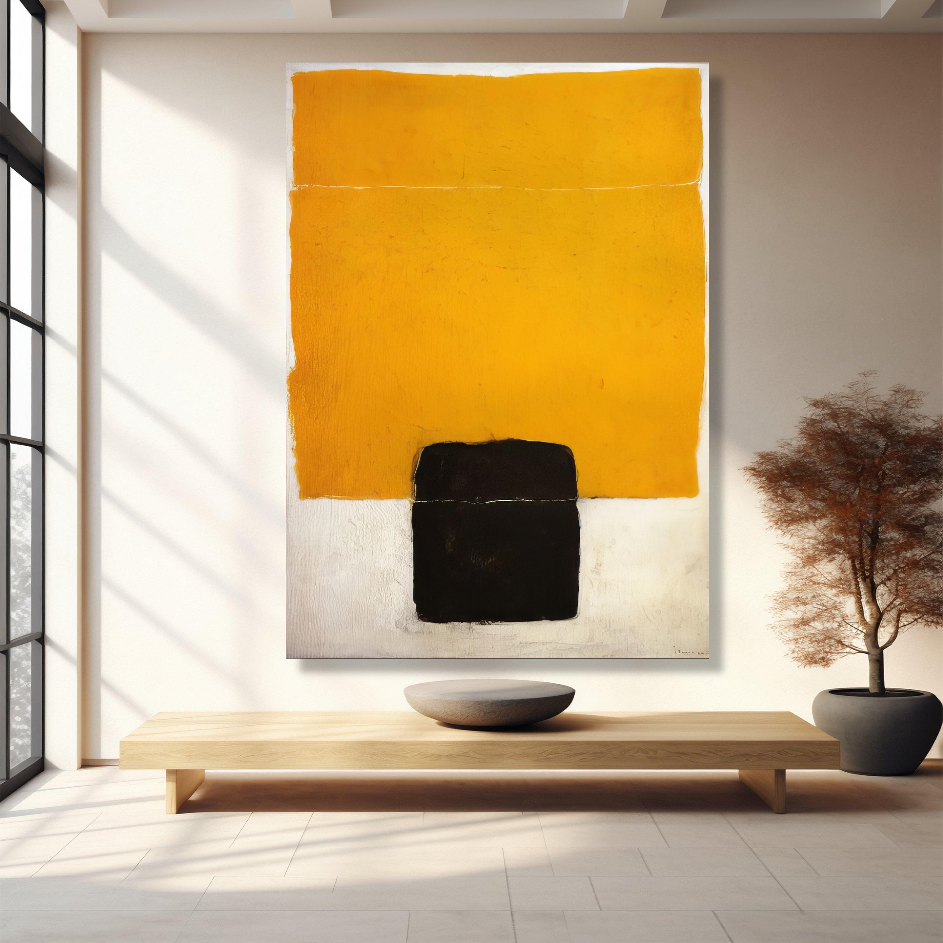 Bold Color Block Canvas, Modern Abstract Wall Art, Yellow and Black ...