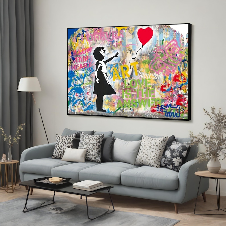 Banksy Street Art Canvas Print, Girl With Balloon Wall Decor, Pop Art ...