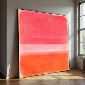 Mark Rothko Pink and Orange Canvas Painting No 162, Vibrant Color Field Artwork, Perfect Gift for Modern Interiors