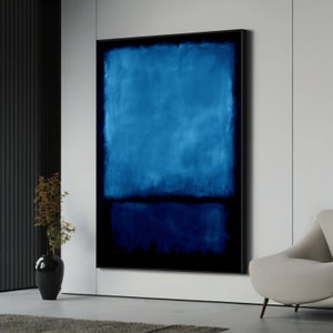 Dipinto su tela blu nero di Mark Rothko, arte minimalista, decorazione murale moderna, pronto da appendere, arte astratta
