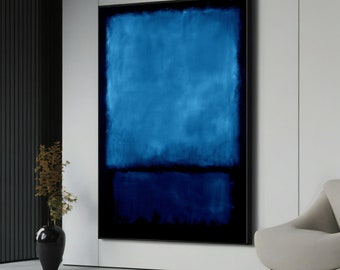 Mark Rothko Blau Schwarz Leinwand Gemälde, minimalistische Kunst, moderne Wanddekoration, fertig zum Aufhängen, abstrakte Kunst