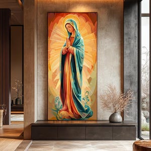 Our Lady of Guadalupe Canvas Painting, Virgin Mary Religious Wall Art, Catholic Home Decor, Christian Gift, Blessed Mother Print