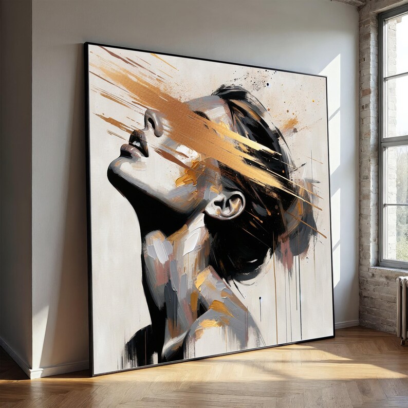 Abstract Female Portrait Canvas, Modern Expressionist Wall Art ...