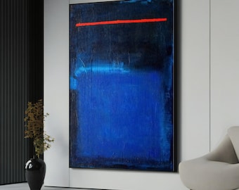 Mark Rothko Leinwandmalerei, Blau-Schwarze Wandkunst, modernes minimalistisches Dekor, fertig zum Aufhängen, Rothko Poster