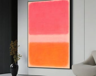 Mark Rothko Pink and Orange Canvas Painting, Soft Abstract Color Field Wall Art, Large Contemporary Artwork, Modern Gift for Art Lovers