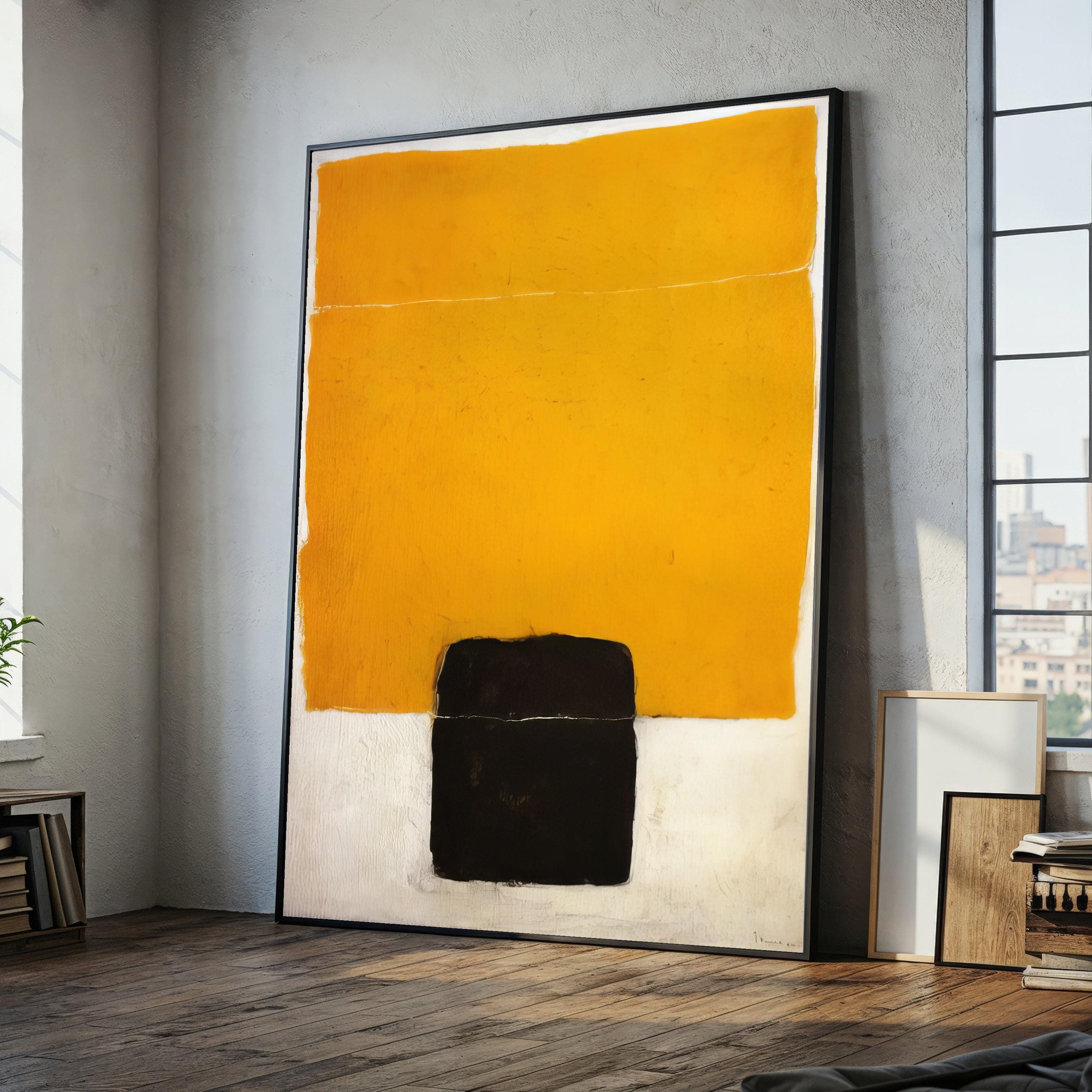 Bold Color Block Canvas, Modern Abstract Wall Art, Yellow and Black ...