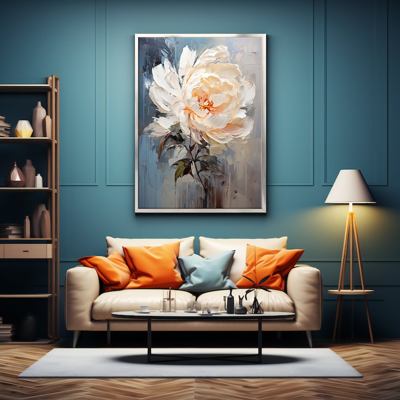 Elegant White Peony Canvas Painting - Chic Floral Wall Decor for Home ...