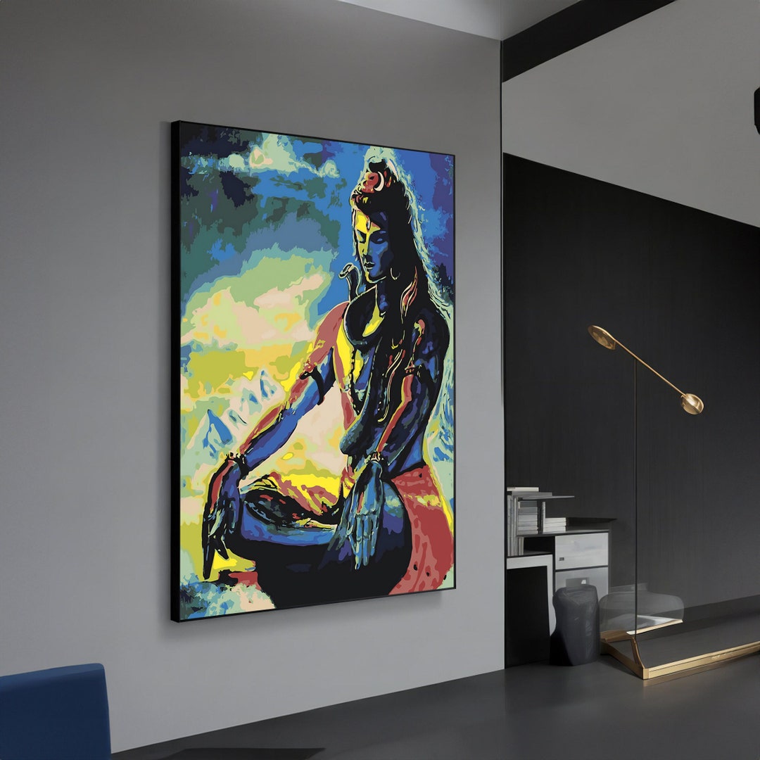 Shiva Painting Canvas Art, Meditation Wall Decor, Spiritual Hindu God ...