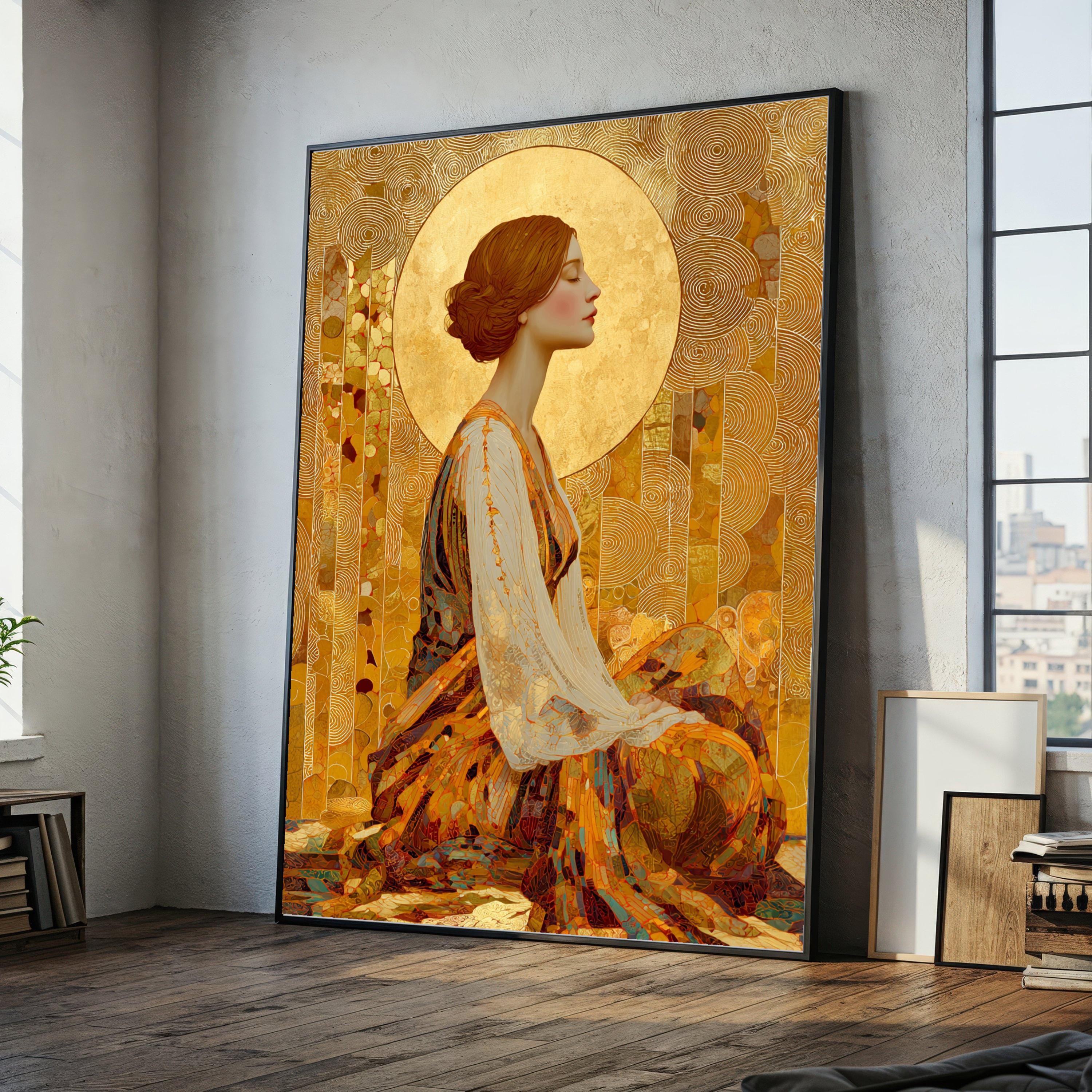 Gustav Klimt Golden Halo Woman Portrait Canvas, Art Nouveau Wall Art ...