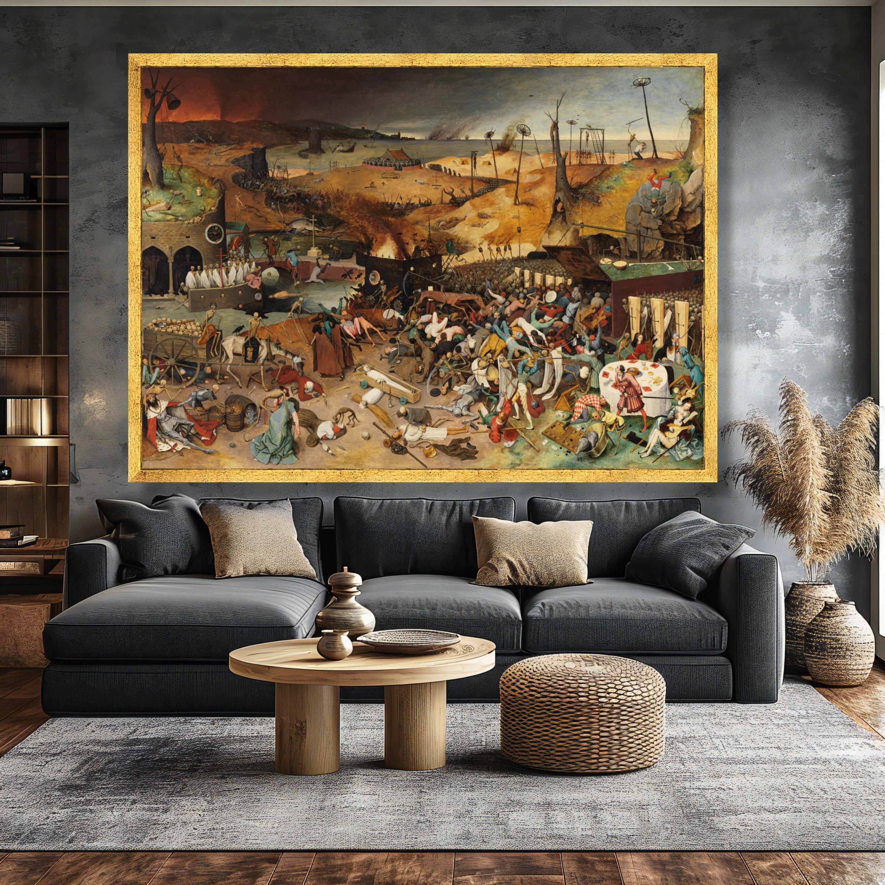 Pieter Bruegel Death Triumph 1562 Canvas Wall Art, Dark
