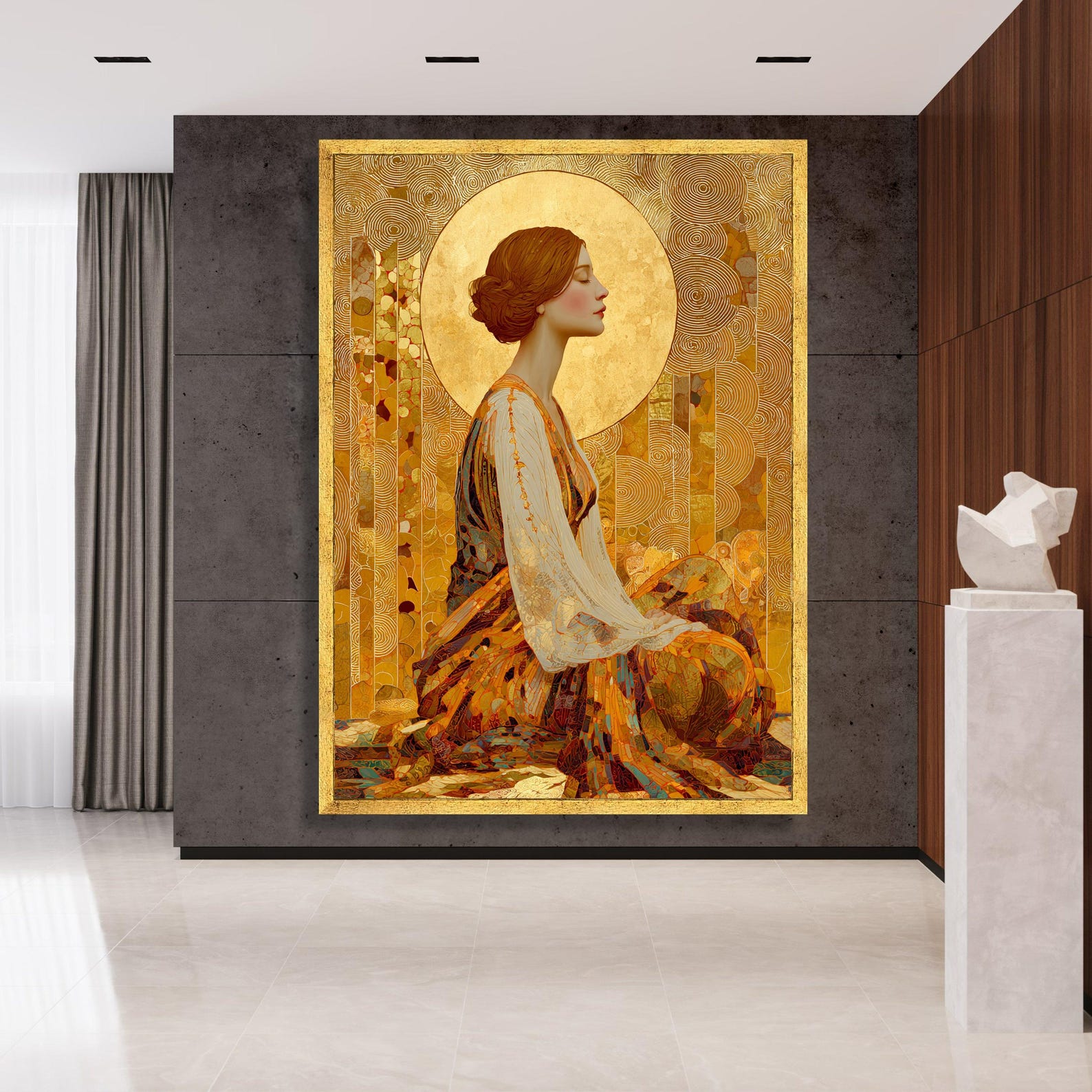 Gustav Klimt Golden Halo Woman Portrait Canvas, Art Nouveau Wall Art ...