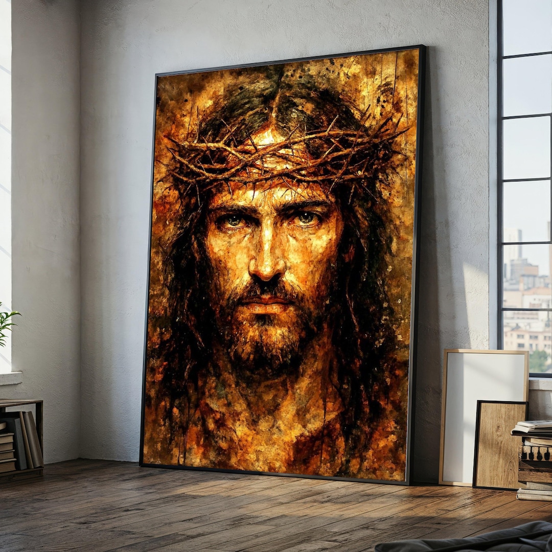 Jesus Christ Crown of Thorns Canvas, Religious Wall Art, Spiritual ...