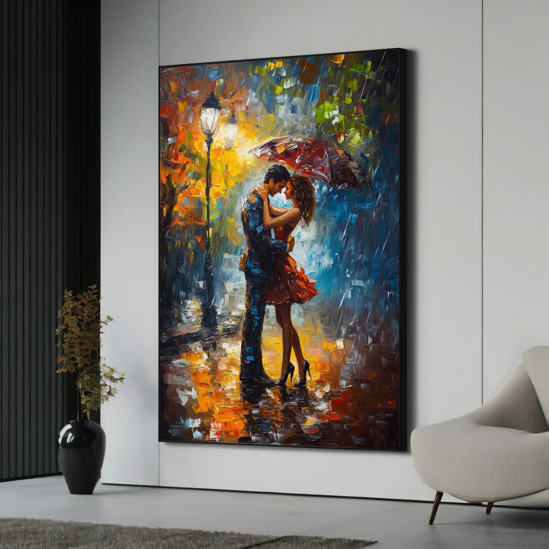Custom Personalized Wall Art Canvas - Couple Under The Rain - A2SS1O main image 1