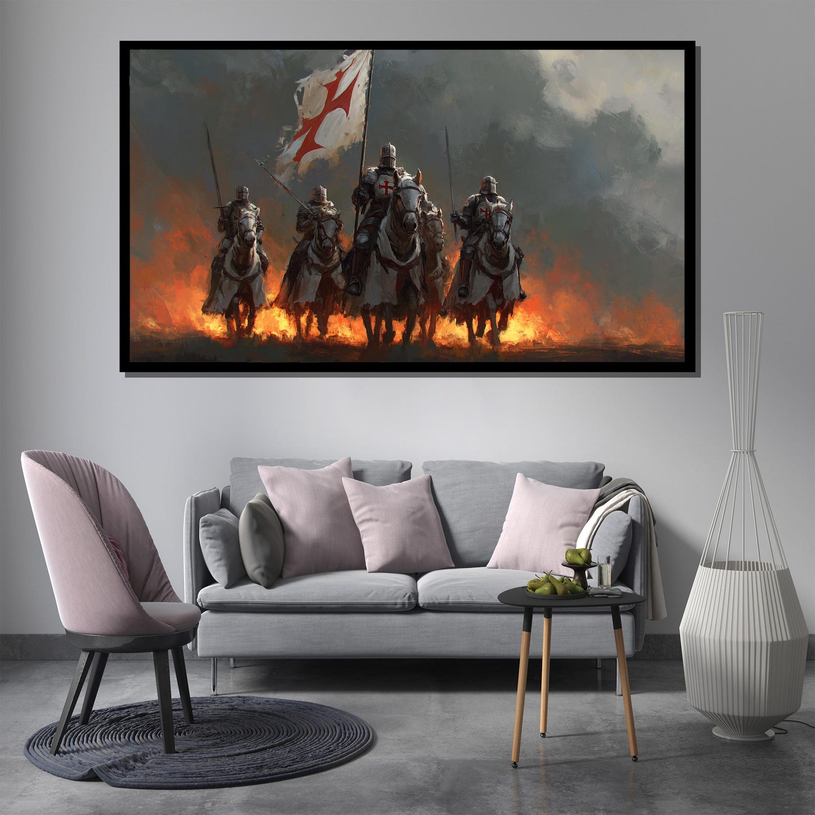 Knight Charge Canvas Painting – Epic Medieval Wall Art, Ready to Hang ...
