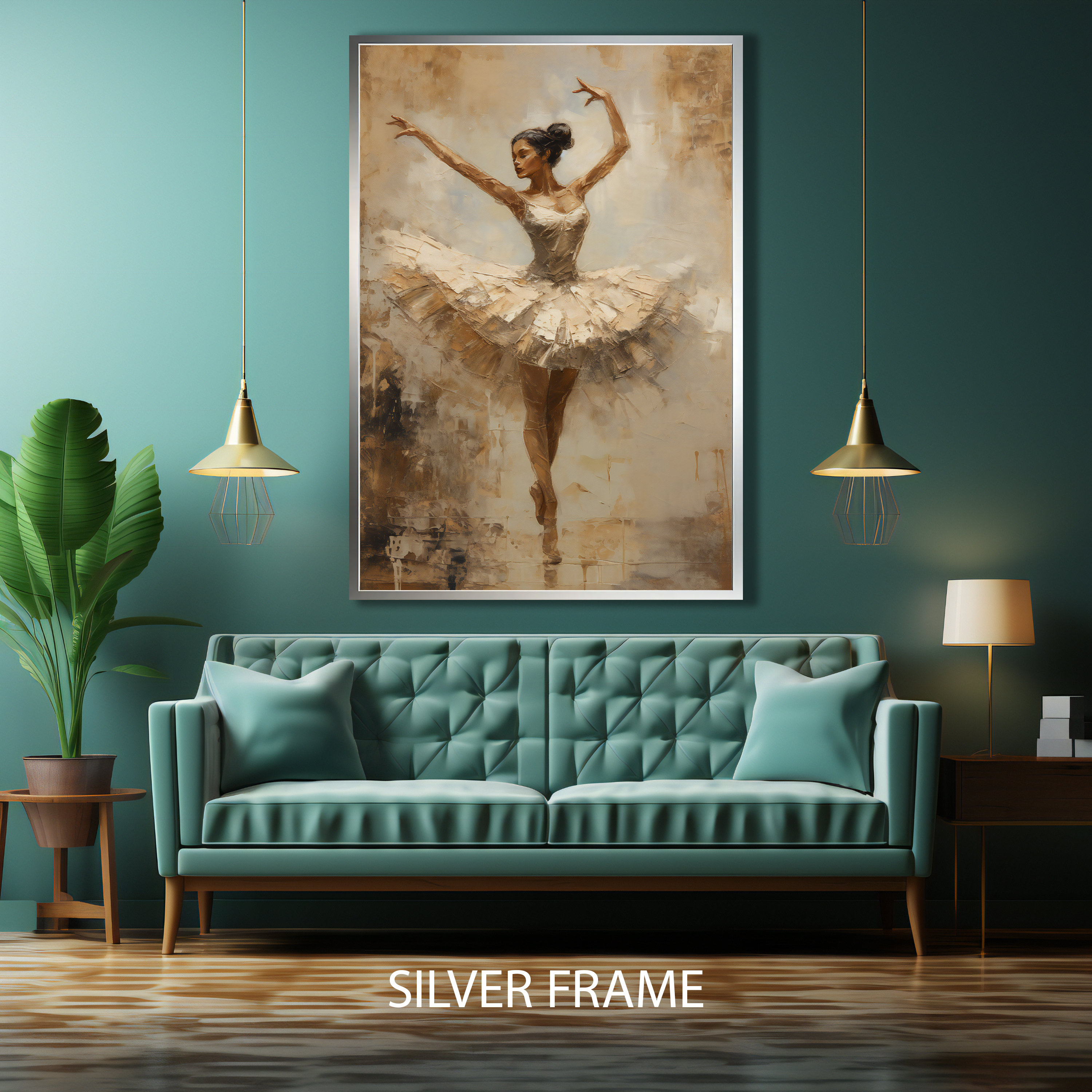 Golden Ballerina Canvas Print, Modern Dance Wall Decor, Elegant Art ...