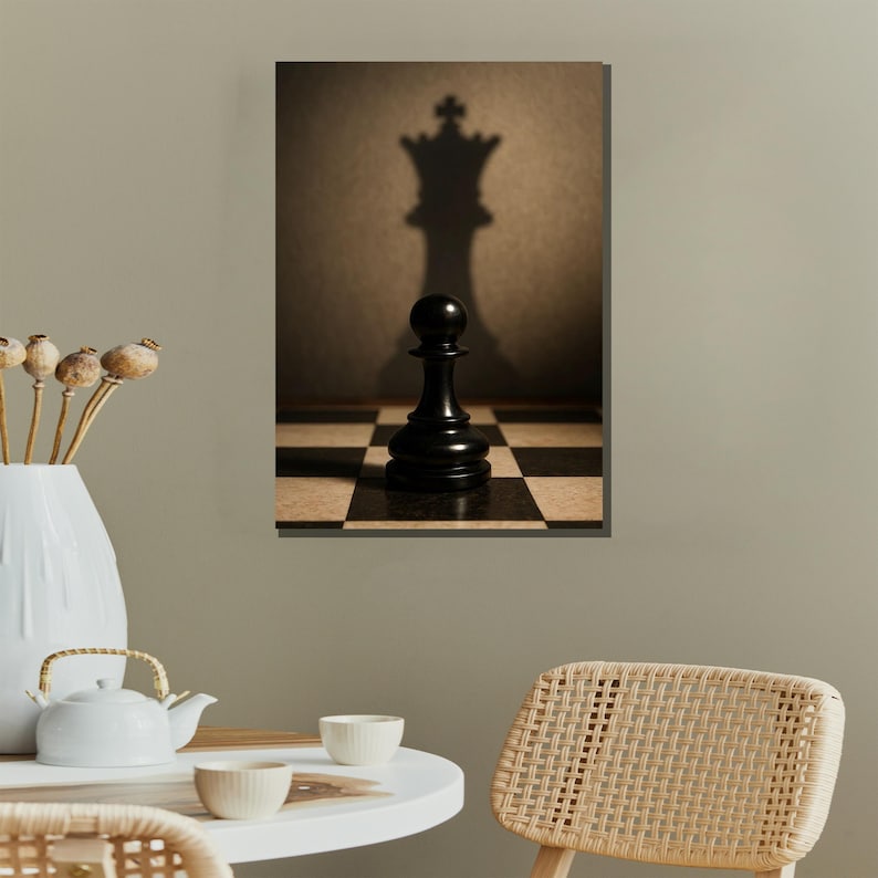Chess Pawn Shadow Queen Canvas Painting – Motivational Wall Art, Ready ...