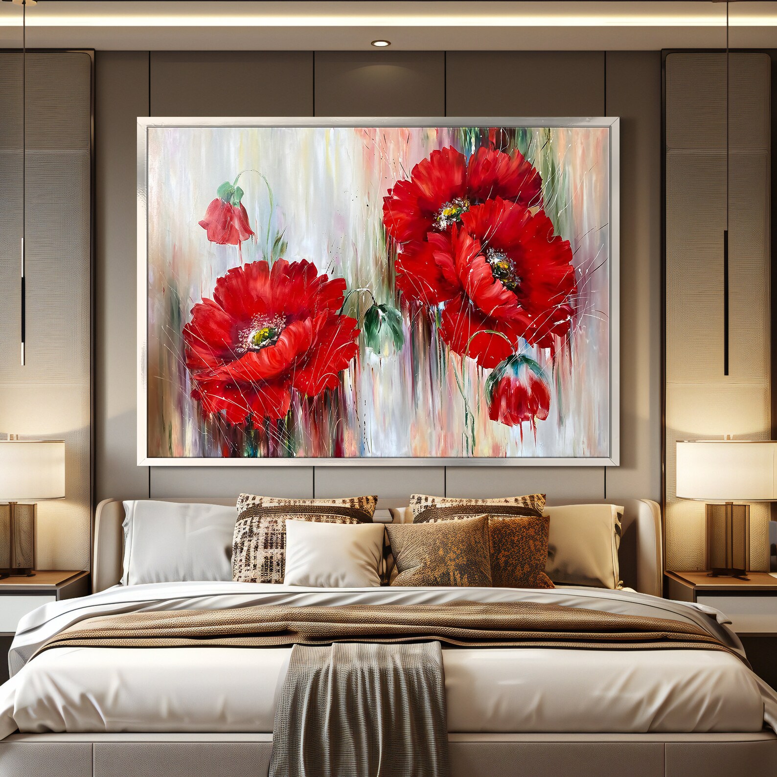 Red Poppies Canvas Painting - Elegant Floral Wall Decor for Living Room ...