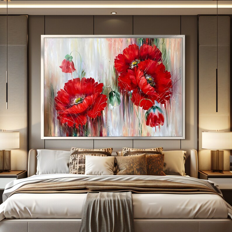 Red Poppies Canvas Painting - Elegant Floral Wall Decor for Living Room ...