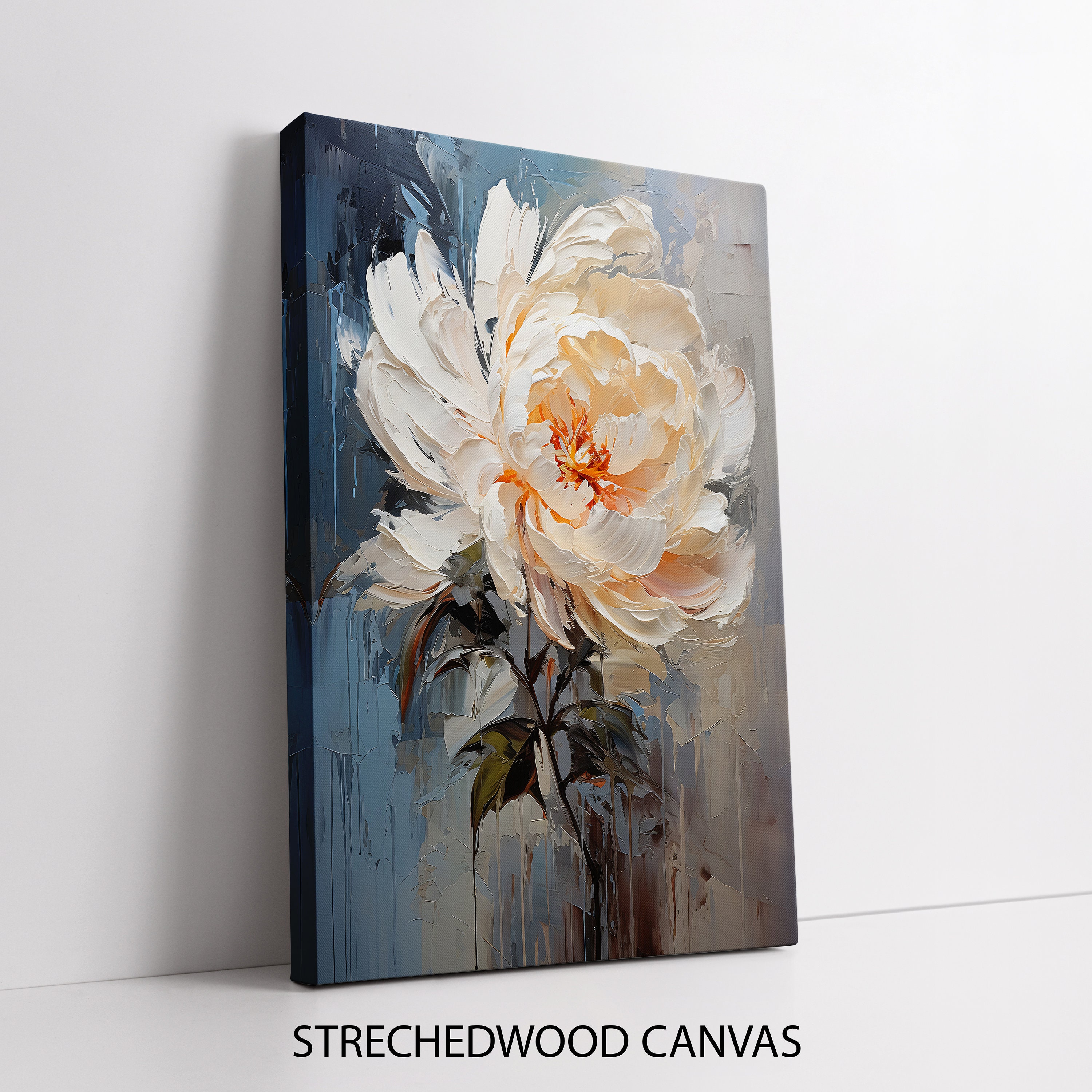 Elegant White Peony Canvas Painting - Chic Floral Wall Decor for Home ...