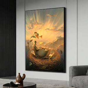 Vladimir Kush Canvas Painting - &#39;The Birth of Love&#39; Surreal Painting, Home Wall Decor, Unique Art Lover Gift
