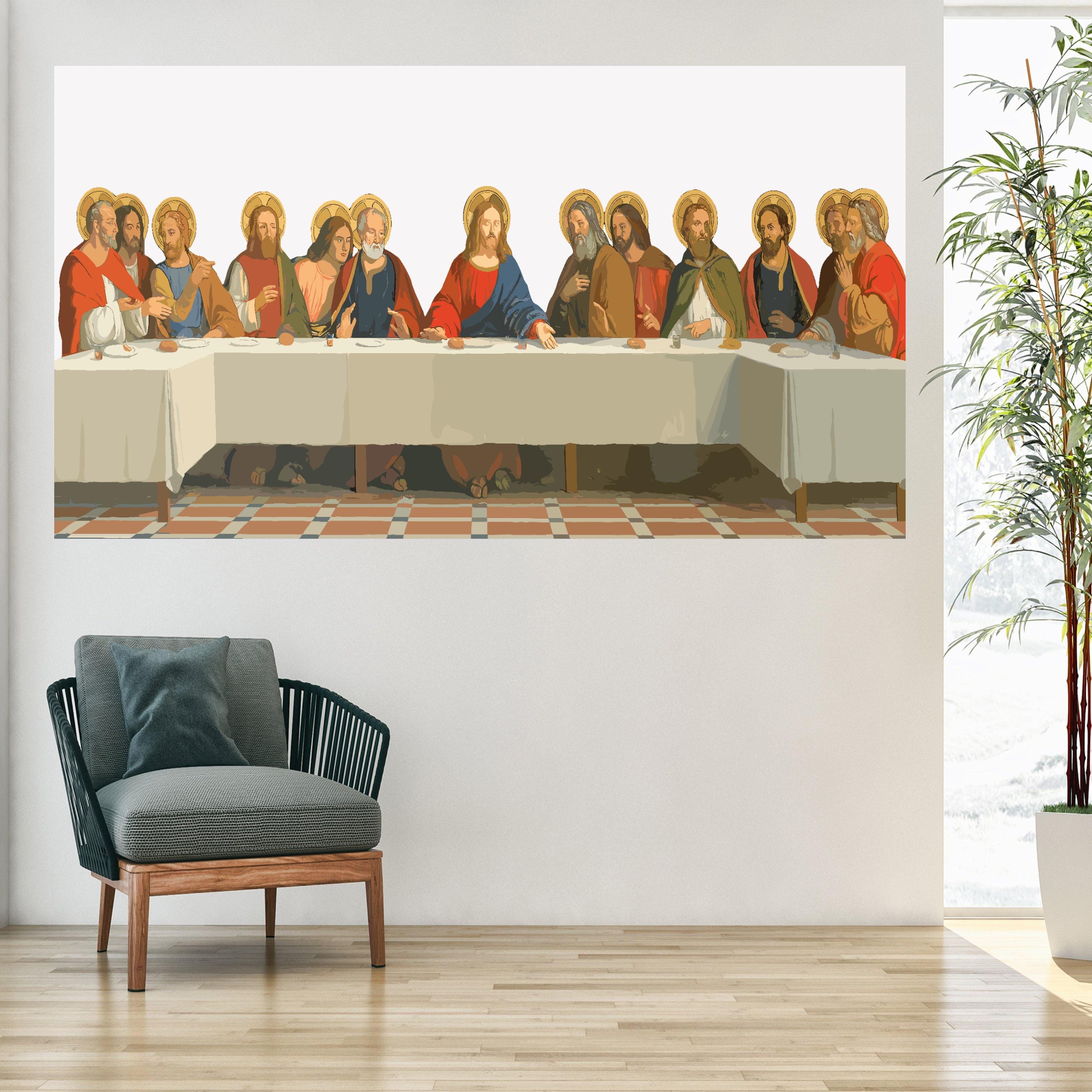The Last Supper Canvas Wall Art, Jesus and Disciples Table Scene ...