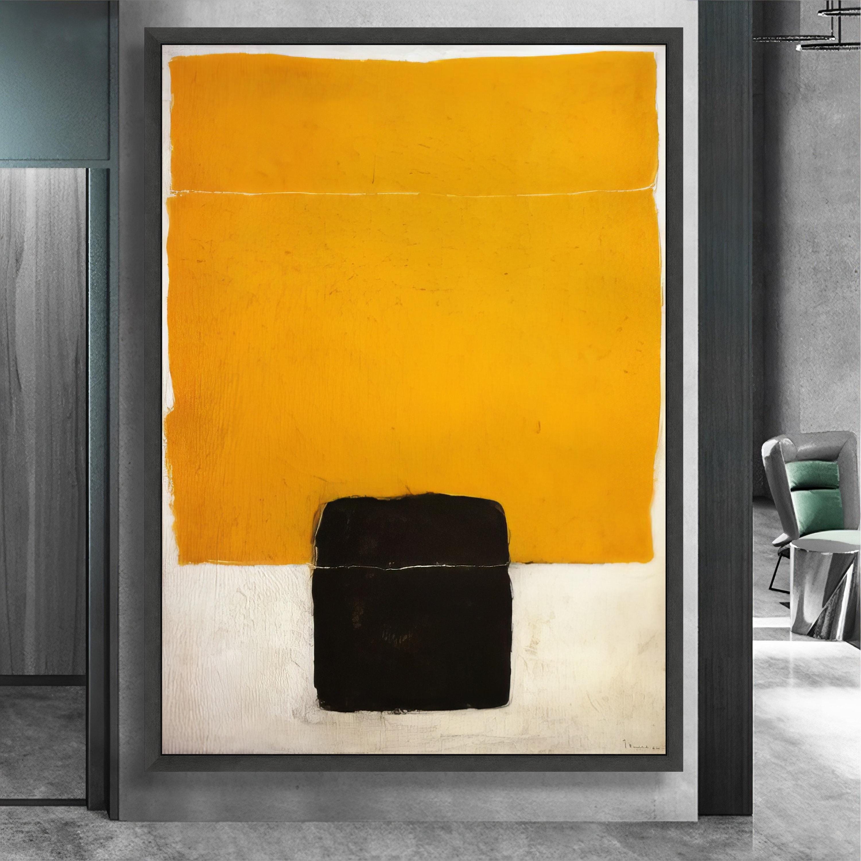 Bold Color Block Canvas, Modern Abstract Wall Art, Yellow and Black ...