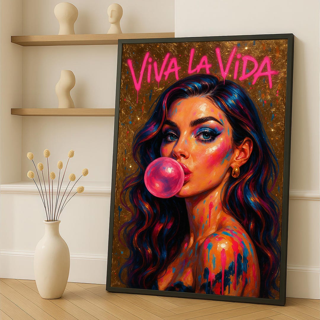 Vibrant Graffiti Girl Canvas Painting - Ready to Hang Urban Pop Art ...