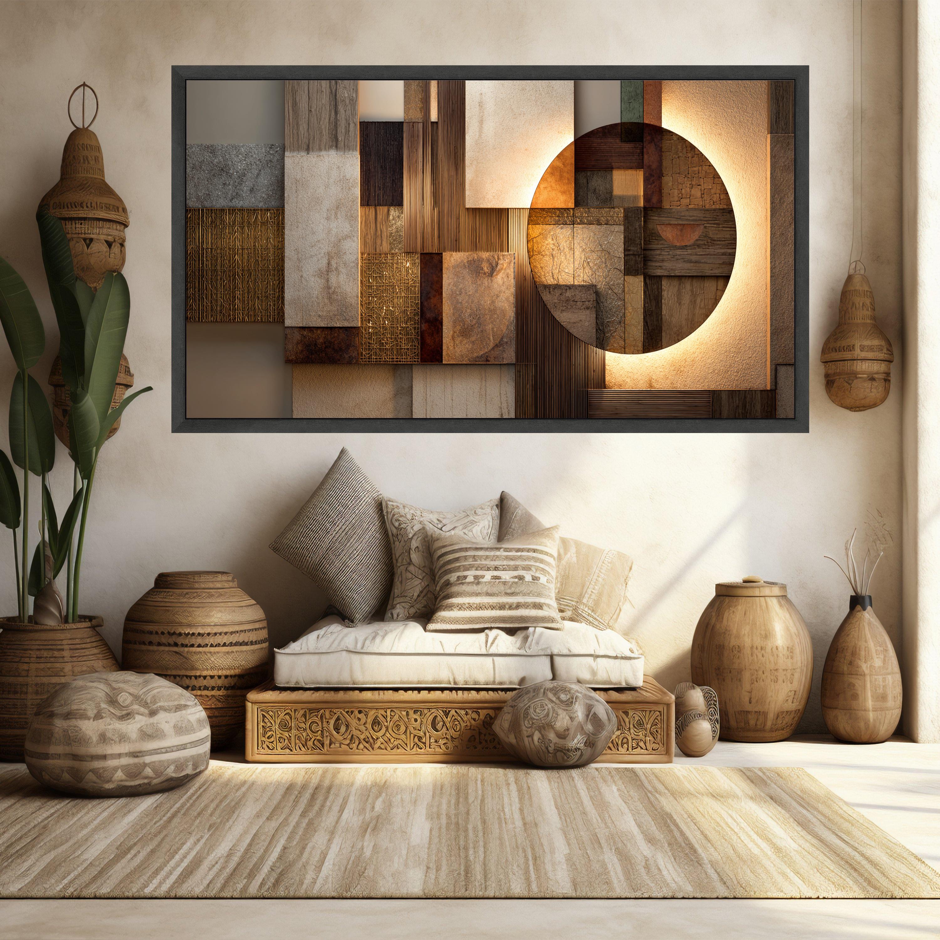 Geometric Abstract Canvas Wall Art, Earth Tone Design, Modern Rustic ...