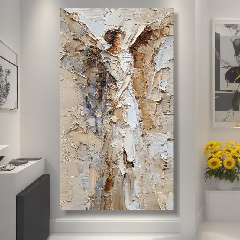 Abstract Angelic Figure Canvas Wall Art, Neutral Tones, Modern ...
