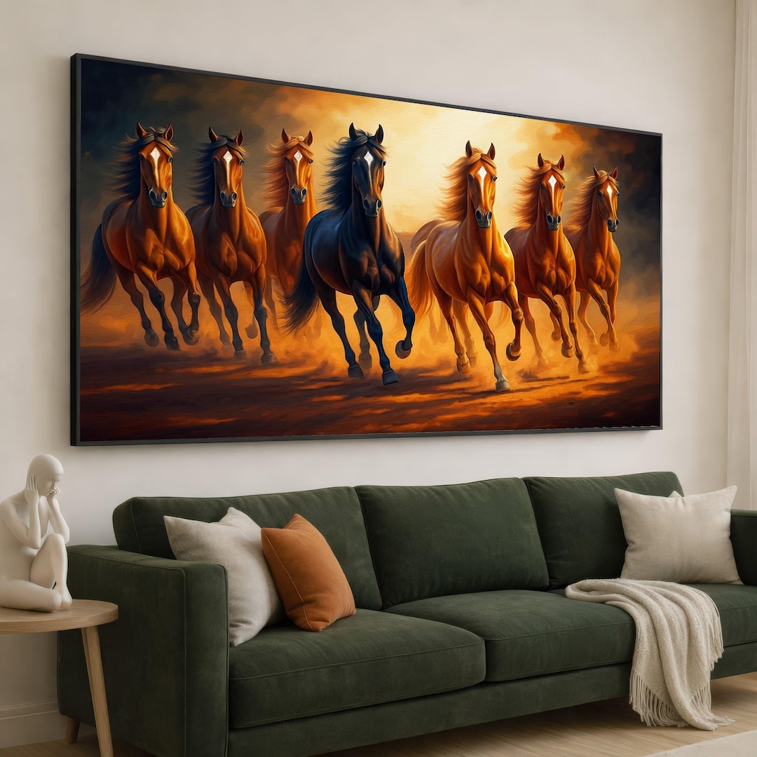 Galloping Horses Canvas Wall Art, Dynamic Running Horses, Equestrian ...