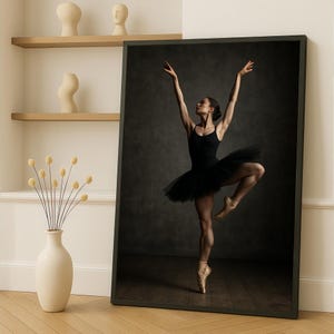 Elegant Ballerina Canvas Painting - Ready to Hang Wall Art - Dancer Wall Decor - Ballet Room Gift - Fine Art Print - Boho Home Accent