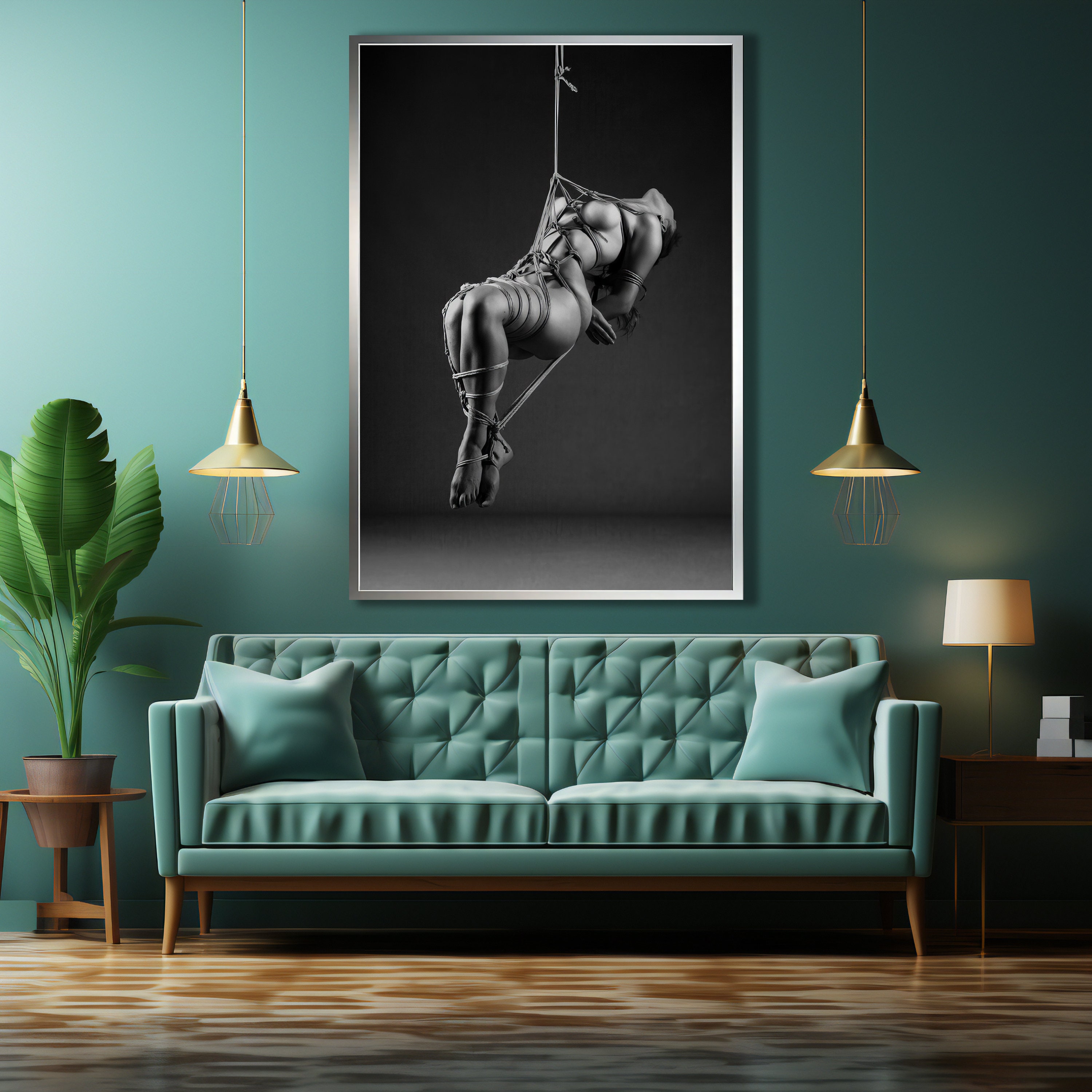 Nude Canvas Print, Erotic Wall Art, Shibari Art, Sexy Bedroom Canvas Set, BDSM Wall Decor