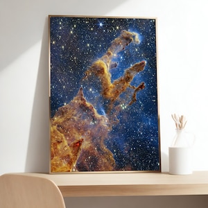 Pillars Of Creation Leinwand, NASA James Webb Weltraumteleskop Erste Bilder, Deep Field Poster, Weltraum Wanddekor