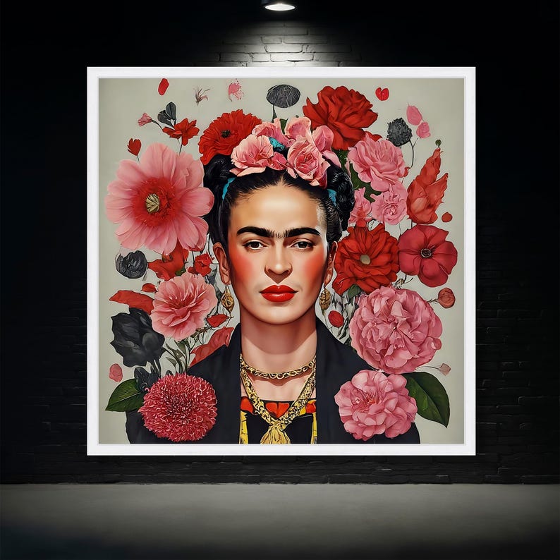 frida-kahlo-portrait-canvas-floral-crown-wall-art-mexican-artist