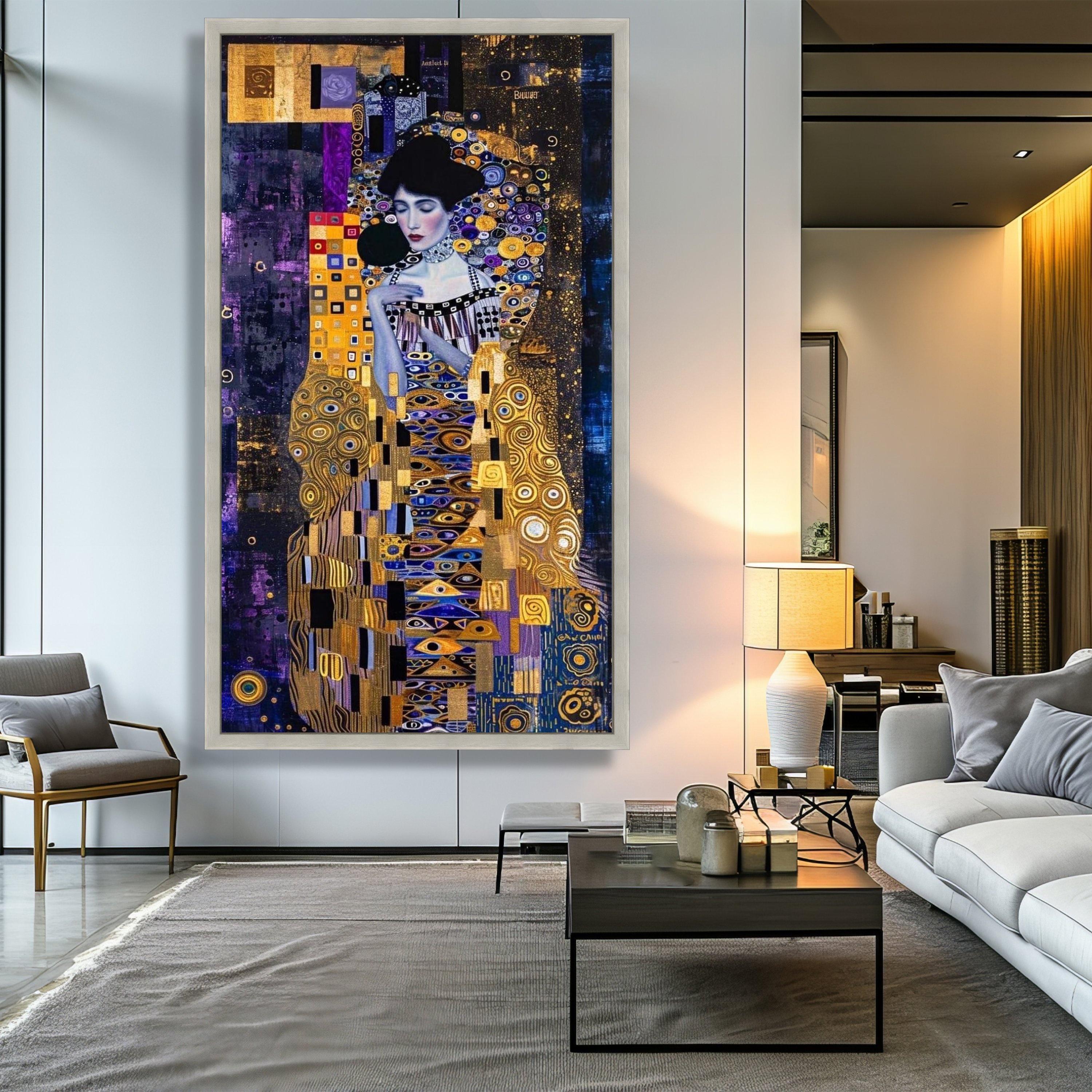 Gustav Klimt Portrait Canvas Wall Art, Modern Abstract Woman Painting ...