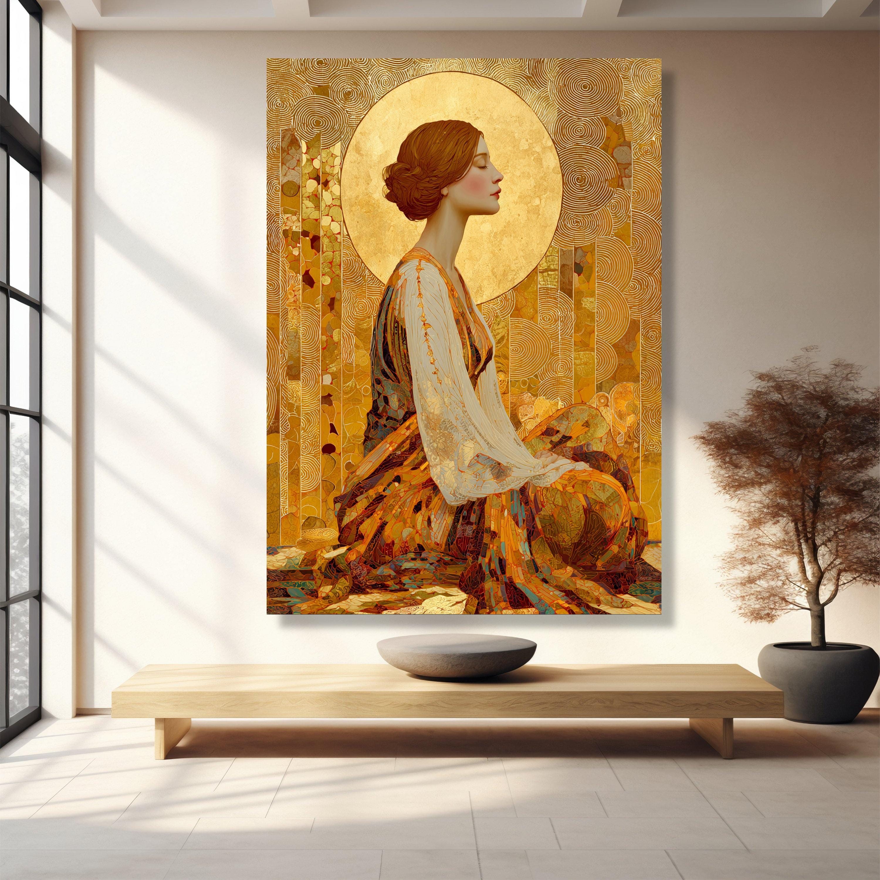 Gustav Klimt Golden Halo Woman Portrait Canvas, Art Nouveau Wall Art ...