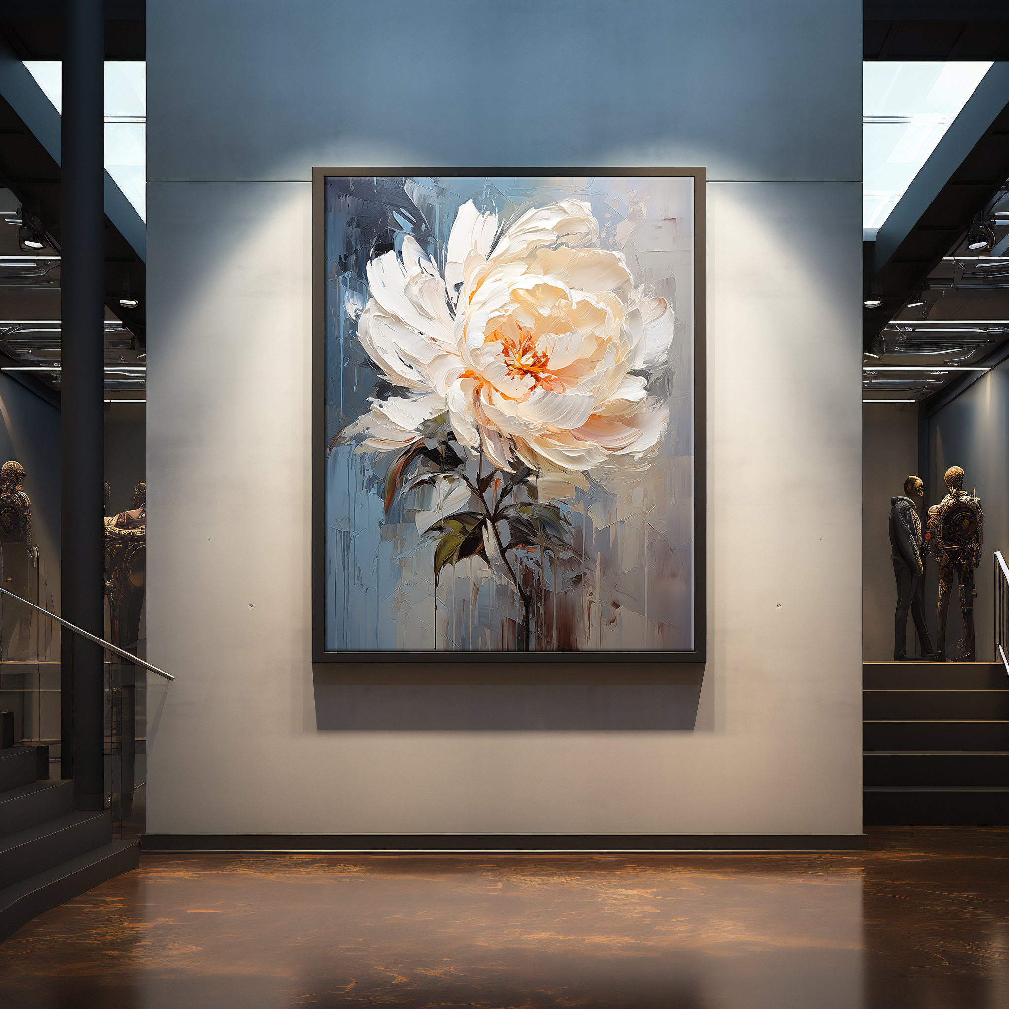 Elegant White Peony Canvas Painting - Chic Floral Wall Decor for Home ...