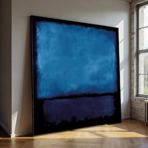 Mark Rothko „Niebieski i czarny, 1951” – abstrakcyjny obraz na płótnie w prezencie – głęboko ekspresjonistyczna sztuka ścienna do współczesnych wnętrz