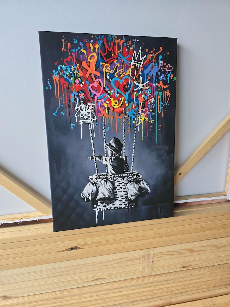 Colorful Passionate Couple Canvas Painting Vibrant Abstract Art