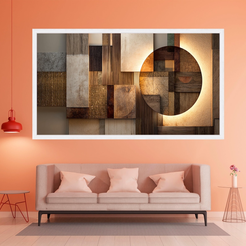 Geometric Abstract Canvas Wall Art, Earth Tone Design, Modern Rustic ...